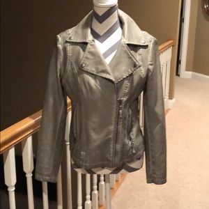Grey Faux Leather Jacket